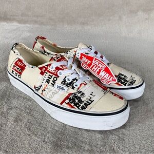 Vans Authentic Packing Tape Shoes Men 5.5 Women 7 White Black Canvas Sneaker NEW